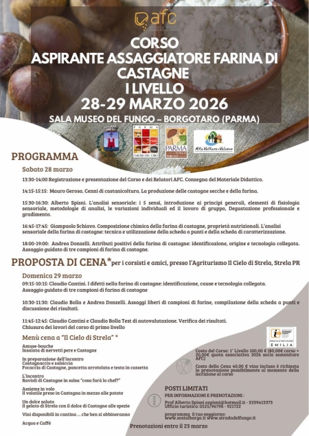 Corso per Aspiranti Assaggiatori di farina di Castagne